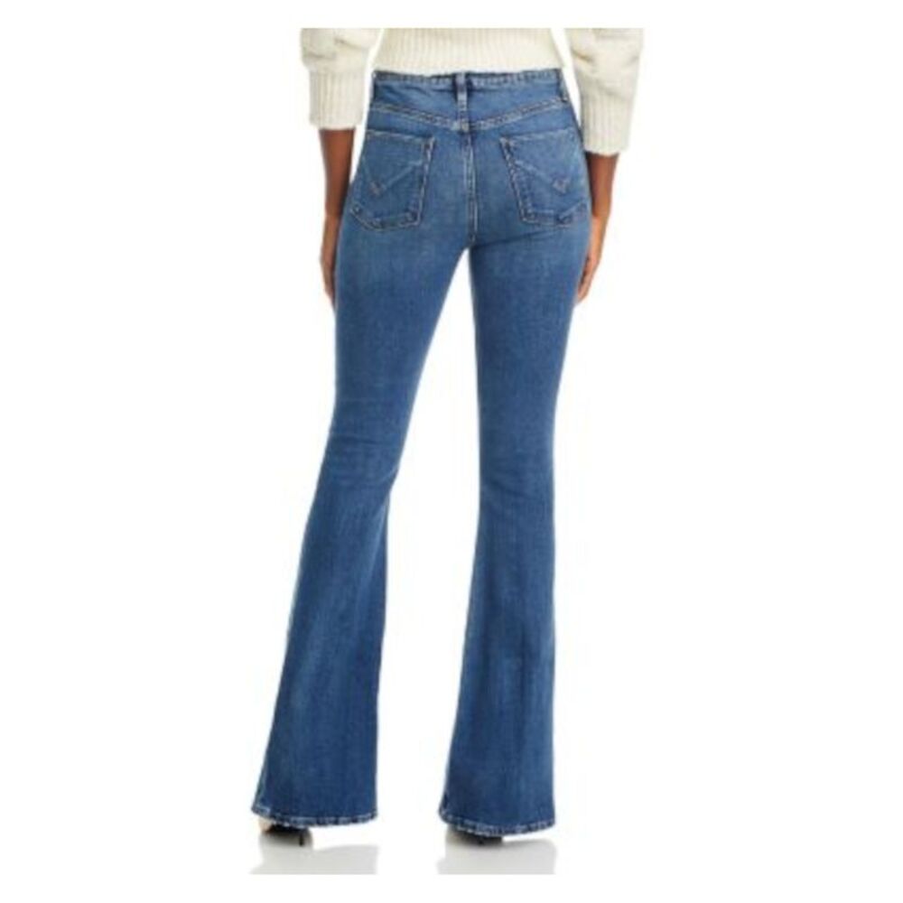HUDSON Womens Navy Zippered Pocketed Flare-leg High Waist Jeans 33 - Picture 2 of 3